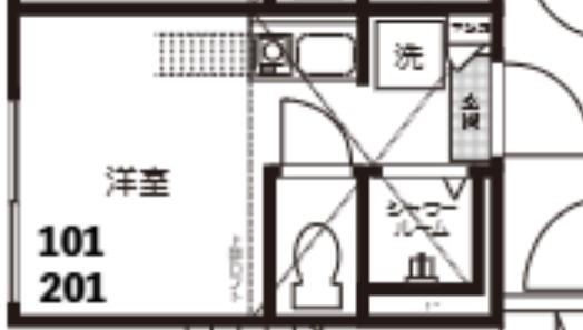 COCOON中目黒 101(ワンルーム/1階)の間取り写真