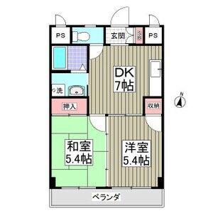 アルファーレジデンス(2DK/2階)の間取り写真