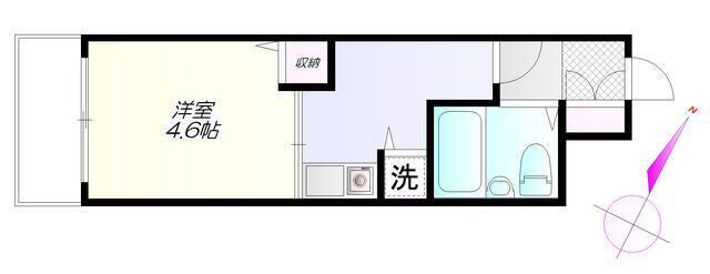 ヘリオス378立川(1K/2階)の間取り写真