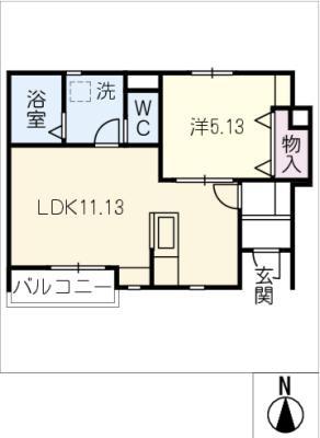 リーブルファイン東水代(1LDK/1階)の間取り写真