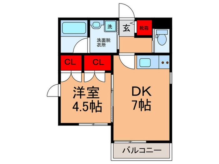 LA MAISON BLANE(1DK/1階)の間取り写真