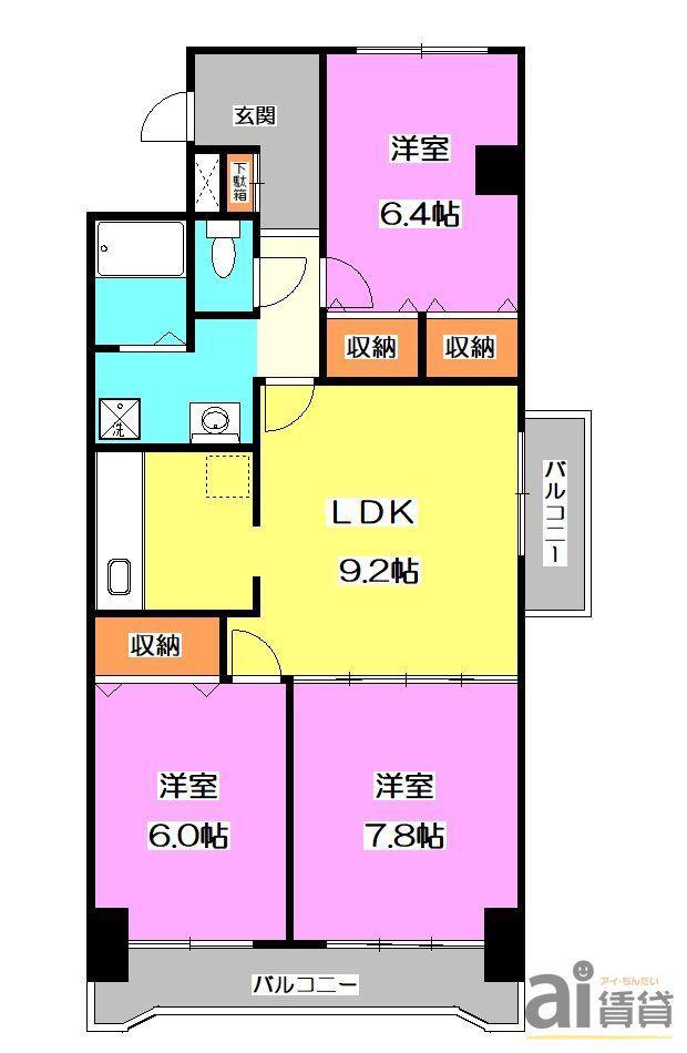 グリーンコーポ川越(3LDK/11階)の間取り写真