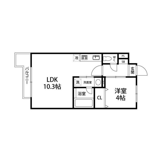 THE IOT HARANOMACHI β(1LDK/1階)の間取り写真