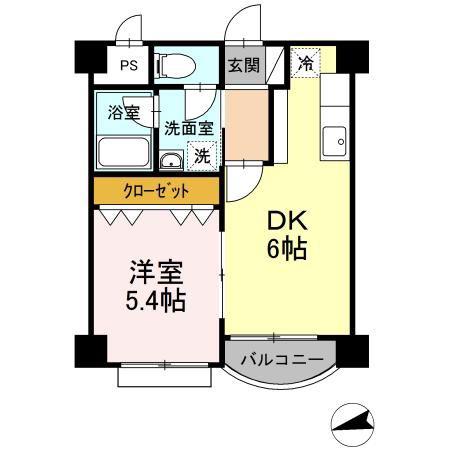 シェナンド土樋(1DK/6階)の間取り写真