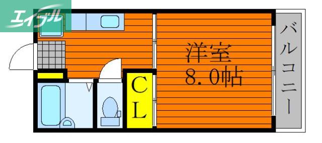 成広コーポII(1K/2階)の間取り写真