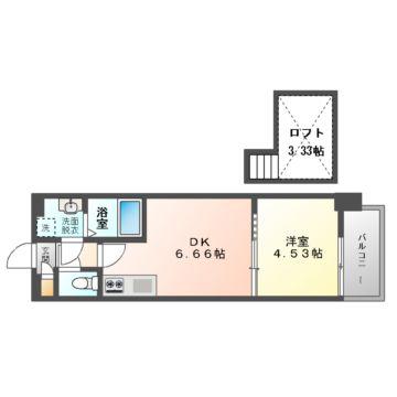 アヴェーレ京阪本通(1DK/2階)の間取り写真