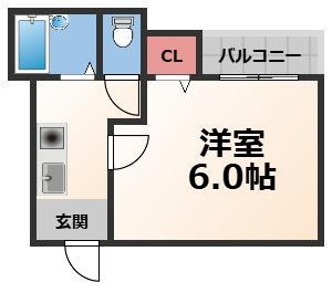 ゴッドフィールドタツミ(1K/6階)の間取り写真