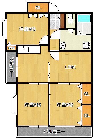 山内シャルム田町(3LDK/9階)の間取り写真