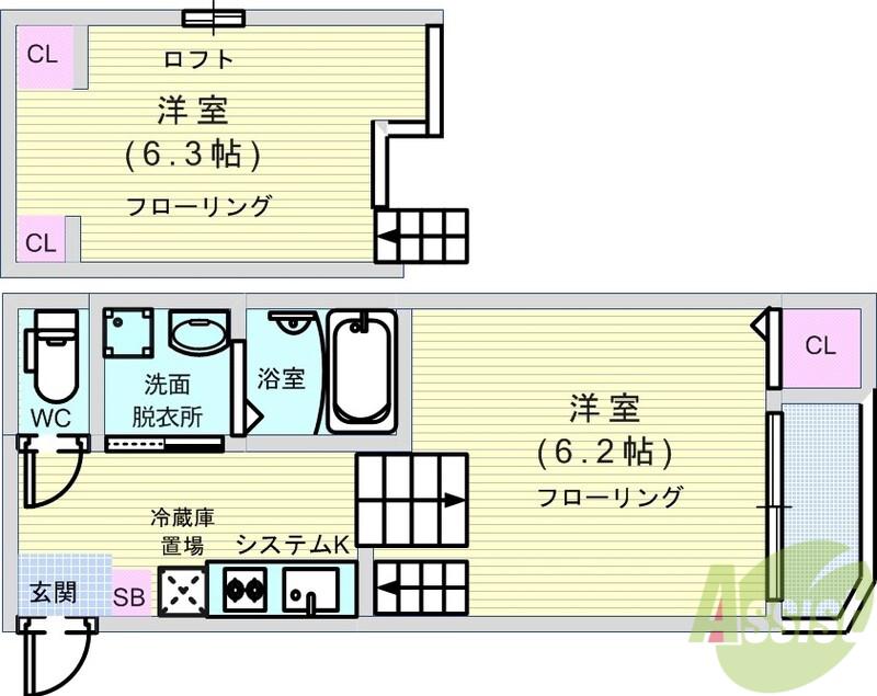 フェアレディ(1K/2階)の間取り写真
