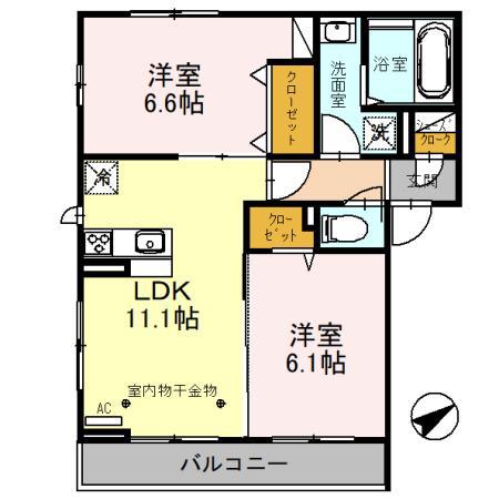 ウィステリア(2LDK/2階)の間取り写真