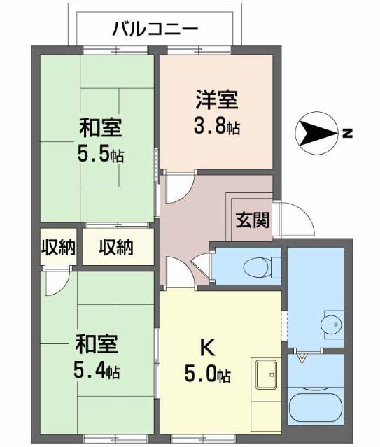 タモサーチC(3DK/1階)の間取り写真