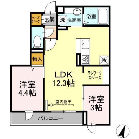 ステラ美光(2LDK/2階)の間取り写真