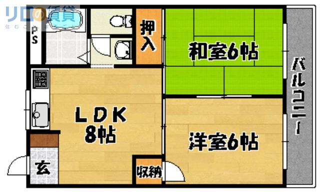 第2淀川ビル(2LDK/4階)の間取り写真
