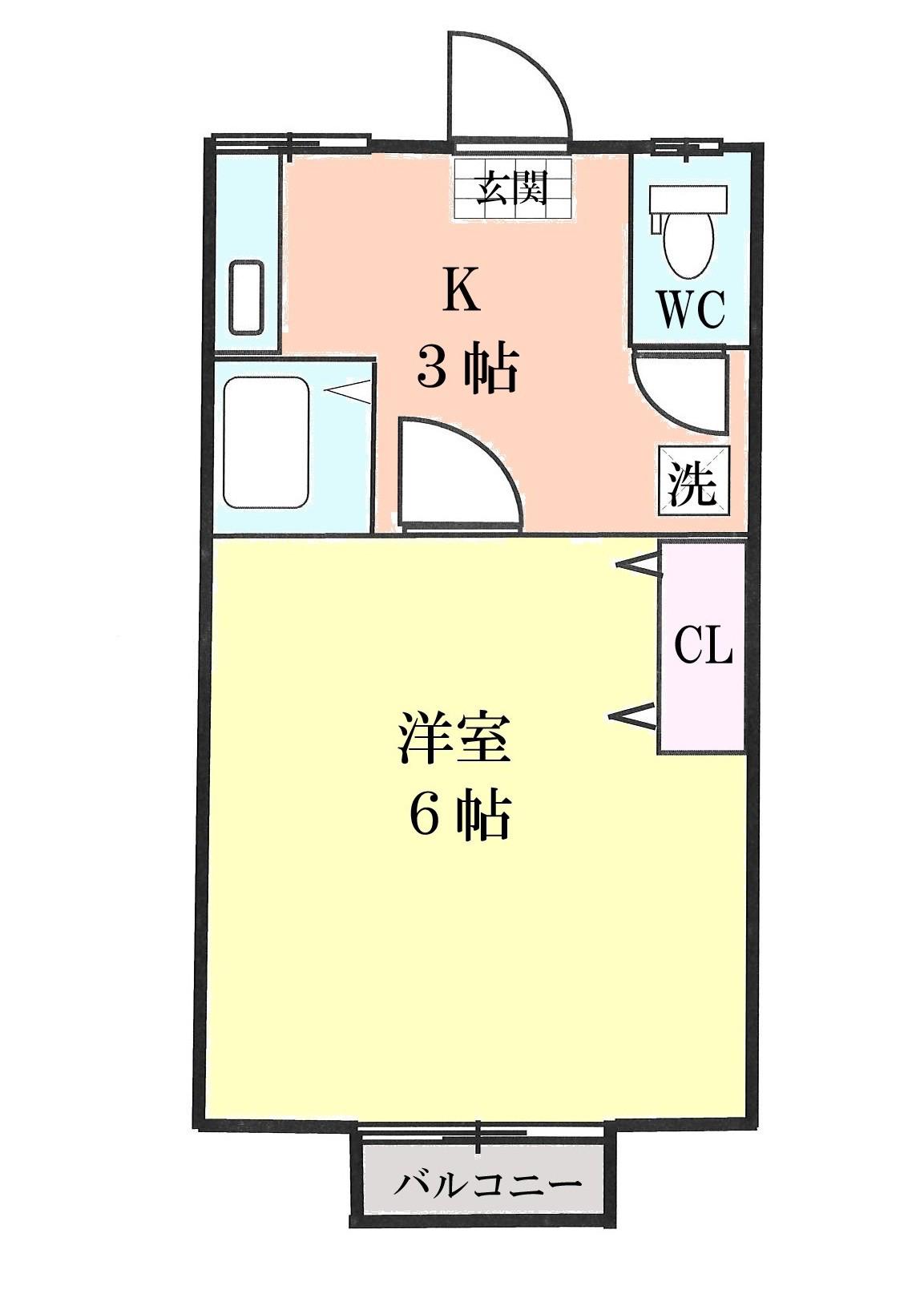 サンマリンハウス(1K/2階)の間取り写真