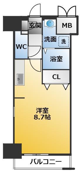 プログレッソ八田(1K/2階)の間取り写真