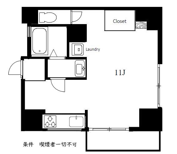 ハイライフ文京(ワンルーム/1階)の間取り写真