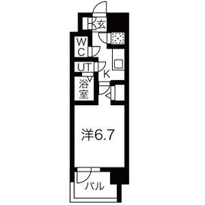 レジュールアッシュ名中之島サウス(1K/7階)の間取り写真