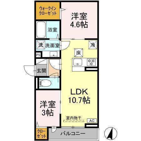 ルリアン西寺尾I(2LDK/1階)の間取り写真