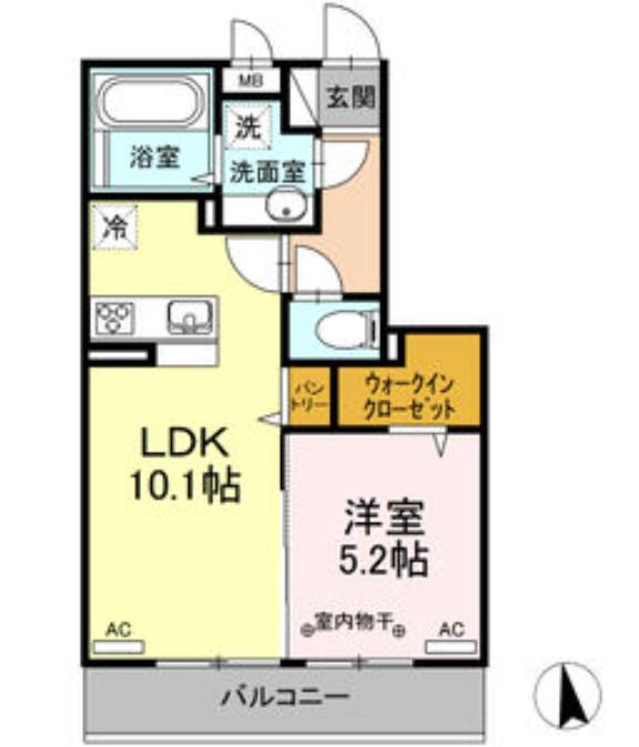 D-ROOMあすと長町 II(1LDK/2階)の間取り写真