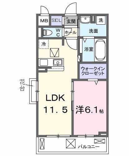 ベル ブライト(1LDK/1階)の間取り写真