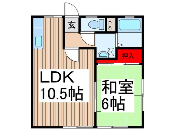 本橋第一パナハイツ(1LDK/1階)の間取り写真