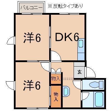ミレニアムパークB(2DK/1階)の間取り写真