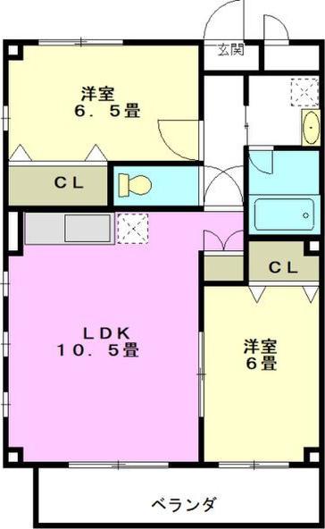 セジュール砂川(2LDK/1階)の間取り写真