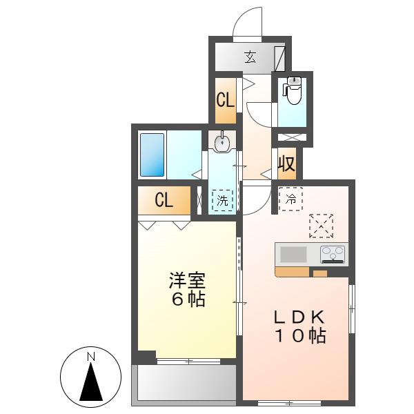 スマイル 2(1LDK/1階)の間取り写真