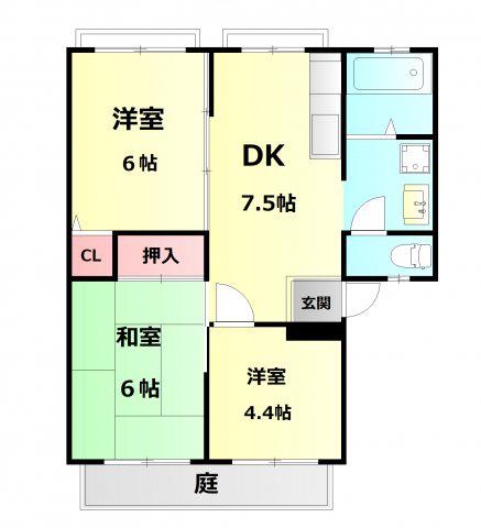 サンライフ中野(3DK/1階)の間取り写真