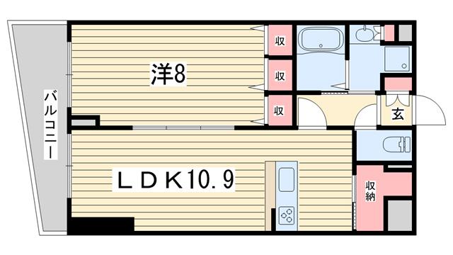 CALM御所南(1LDK/2階)の間取り写真