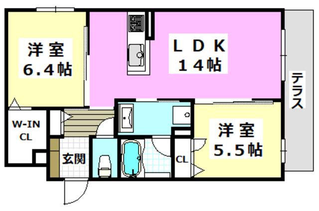 シャーメゾン トトローズ(2LDK/1階)の間取り写真