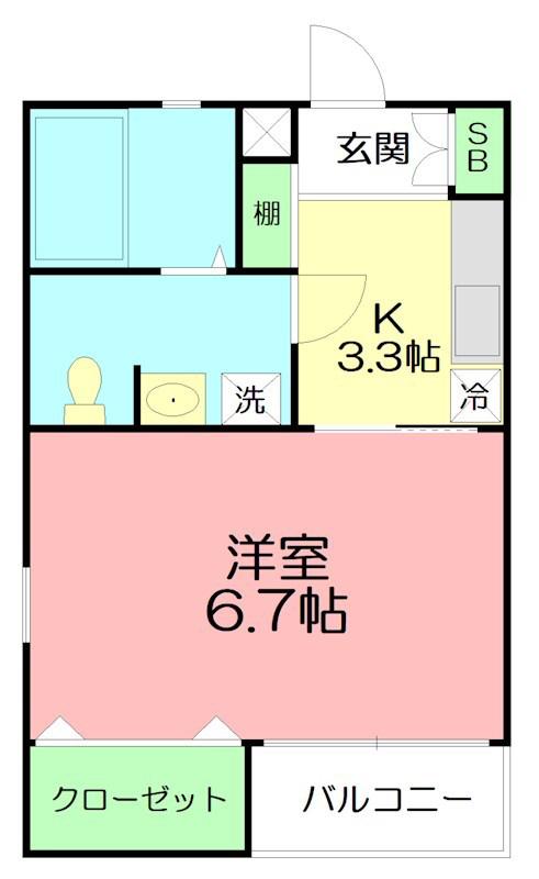 ラティアス(1K/1階)の間取り写真