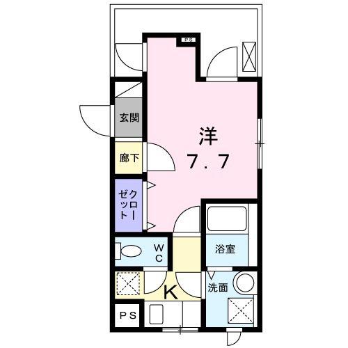 ソレイユ深沢(1K/3階)の間取り写真