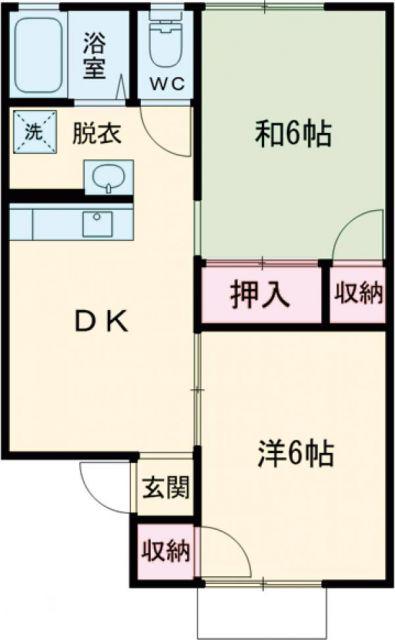 セジュールヴェルドミールA(2DK/2階)の間取り写真