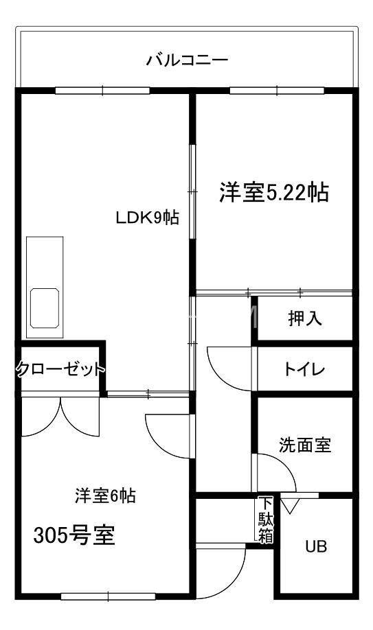 セジュール(2LDK/3階)の間取り写真