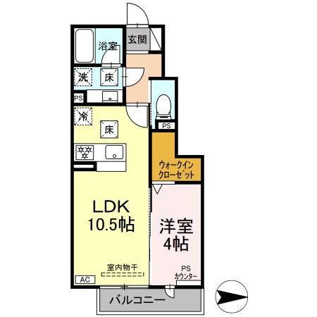 COZY SPACE(1LDK/1階)の間取り写真