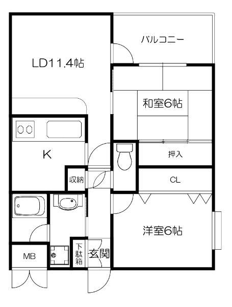 GRANDE CASA(2LDK/9階)の間取り写真