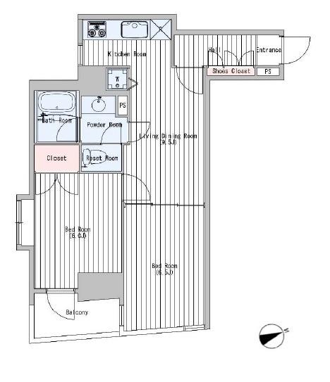 プランドール・コダイ(2LDK/6階)の間取り写真