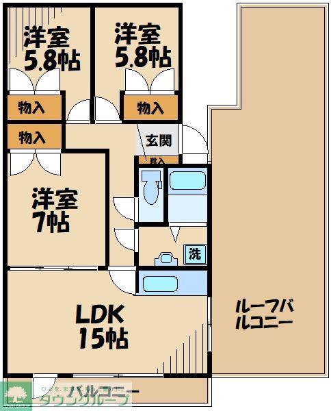グリューンベルグ生田(3LDK/9階)の間取り写真