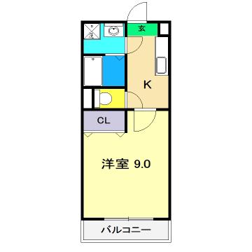 セブンシーズ入明LOHAS(1K/2階)の間取り写真
