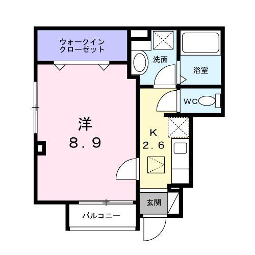 パインヒルズ(1K/1階)の間取り写真