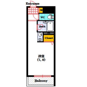 アトリオ上町台(ワンルーム/5階)の間取り写真
