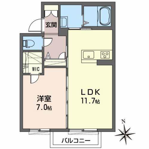 シャーメゾンベルテII(1LDK/2階)の間取り写真