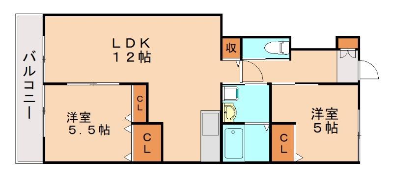 メゾンクレール(2LDK/1階)の間取り写真