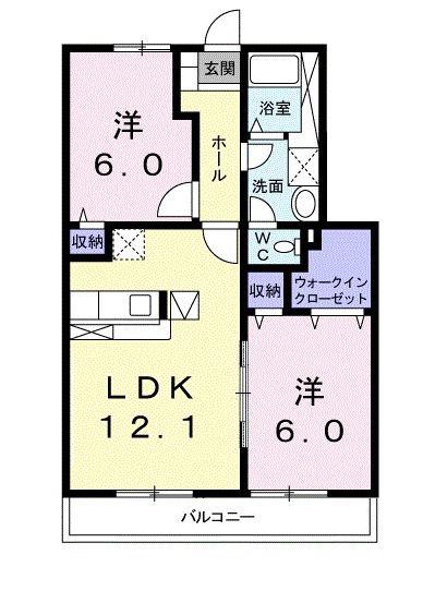 ドリーム(2LDK/1階)の間取り写真