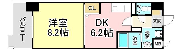 エヴァーグリーンO(1DK/1階)の間取り写真