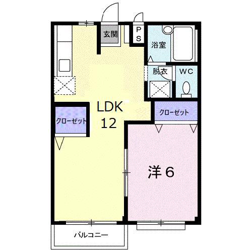 エルディムレイ(1LDK/2階)の間取り写真