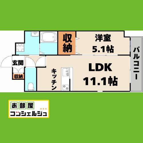 パークレジデンス汐路町(1LDK/1階)の間取り写真