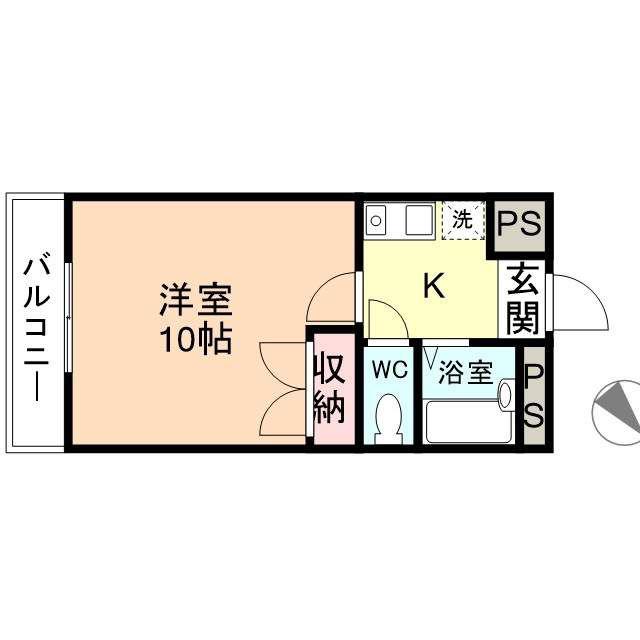 アンサンブル山室(1K/2階)の間取り写真
