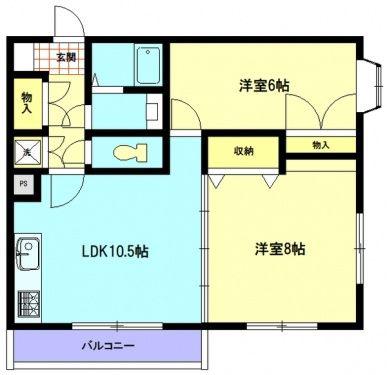 ドエル砂押橋(2LDK/4階)の間取り写真